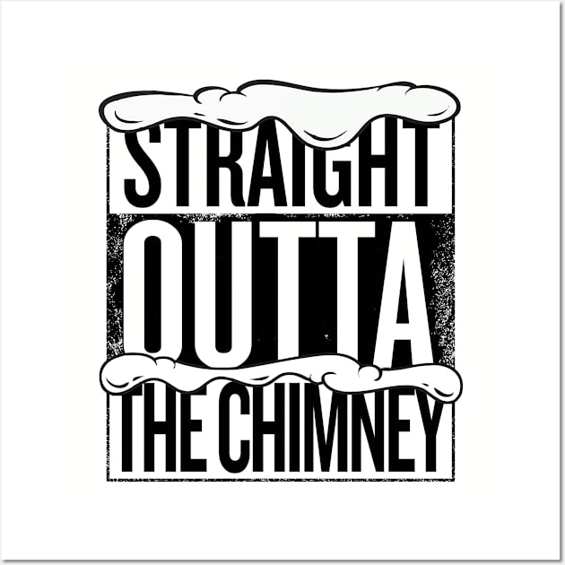 Straight Outta The Chimney Christmas Wall Art by Rebus28